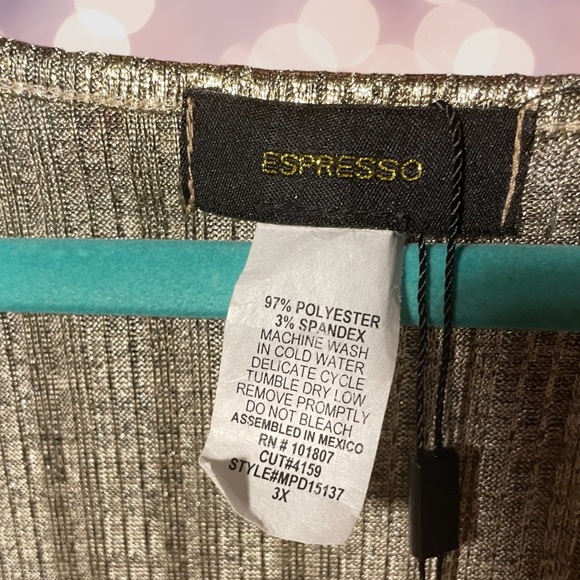 ESPRESSO | 3X | Gold Faux Wrap Cocktail Party Dress NWT - Picture 5 of 5